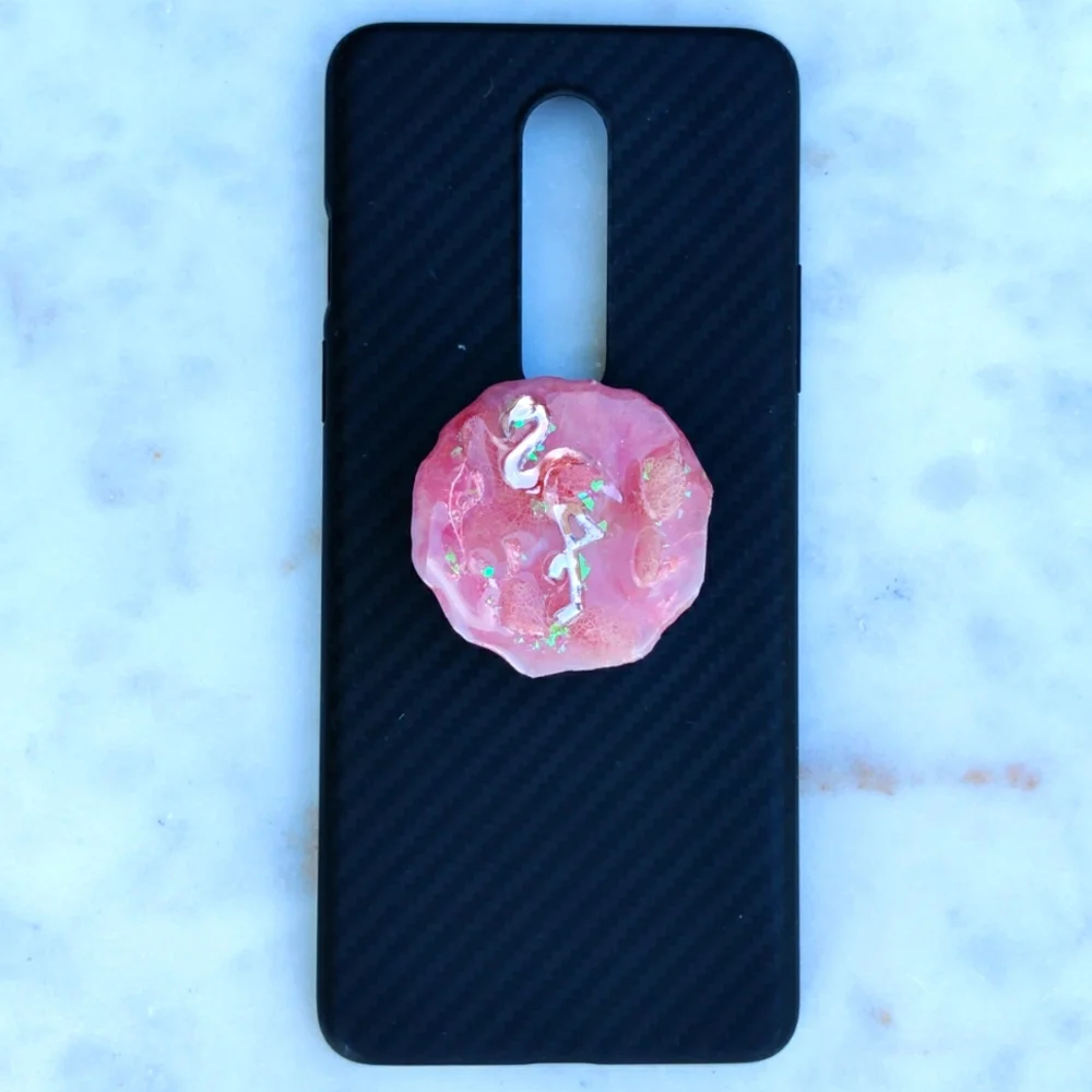 Handmade Flamingo Resin Phone Grip
